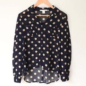 San Souci Polkadot Flowy Button Down